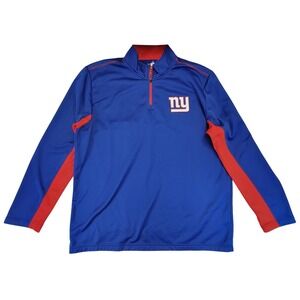 Mens New York Giants‎ NFL Team Apparel 1/4 Zip Pullover Jacket Blue Red XL